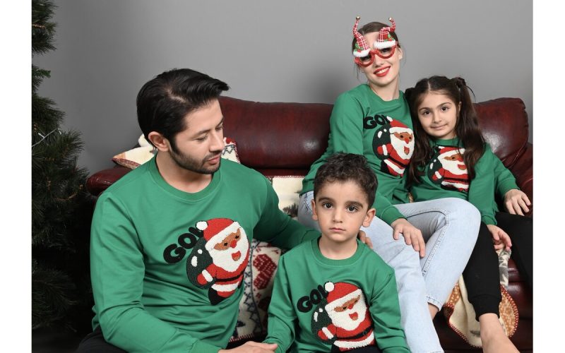 Idei Cadouri de Craciun Online Bluze Craciun Familie Bluze de Familie - Set Go Santa Verde