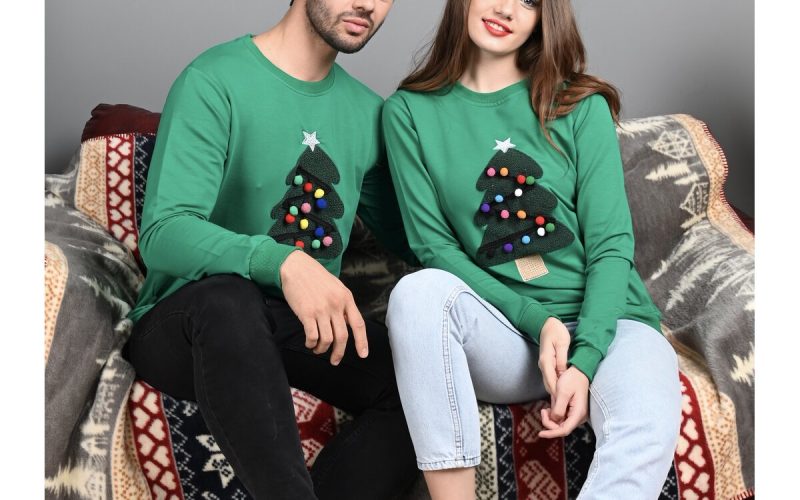 Idei Cadouri de Craciun Online Bluze Cuplu Craciun Bluze Cuplu - Set Christmas Tree Verde