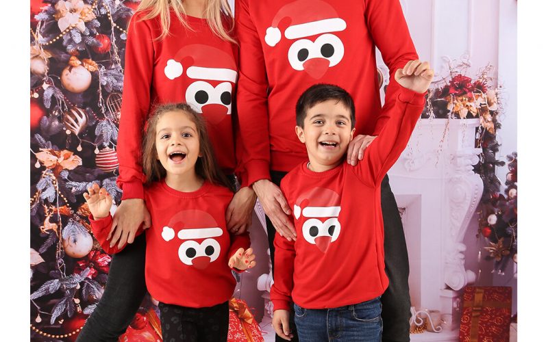 Idei Cadouri de Craciun Online Bluze Craciun Familie Bluze de Familie - Set Pinguin Rosu