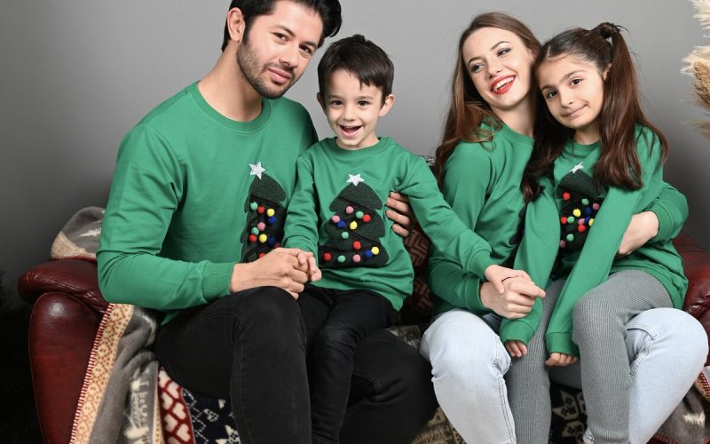 Idei Cadouri de Craciun Online Bluze Tata Copil Craciun Bluze Tata Copil - Set Christmas Tree Verde