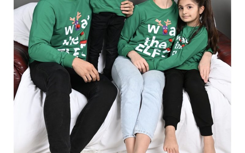 Idei Cadouri de Craciun Online Bluze Tata Copil Craciun Bluze Tata Copil - Set Elf Verde