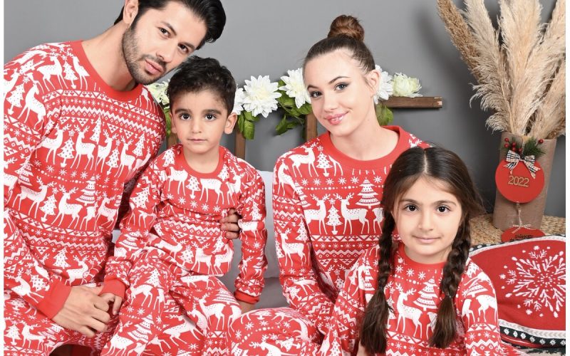 Idei Cadouri de Craciun Online Pijamale Pijamale de Familie - Set Sparkle Rosu