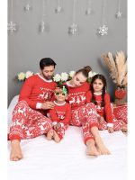 Pijamale Tata Copil Craciun Pijamale Tata Copil - Set Holly Rosu 🎅 Idei Cadouri Craciun