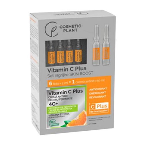 Idei Cadouri de Craciun Set Ingrijire Skin Boost 40+ Cosmetic Plant: Crema Antirid pentru Fermitate 40+ Vitamin C Plus