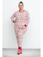 Pijamale Dama Craciun Pijama Dama Jingle Red Plus Size #CadouriDeCraciun