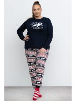Pijamale Dama Craciun Pijama Dama Cookie Navy Plus Size #CadouriDeCraciun