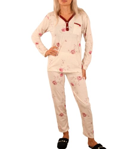 Cadouri Craciun ⭐Online Pijama batal cu flori bordo - cod 44590