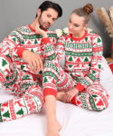 Cadouri Craciun 🎅❤️ Set Pijamale Cuplu Happy Moments verde